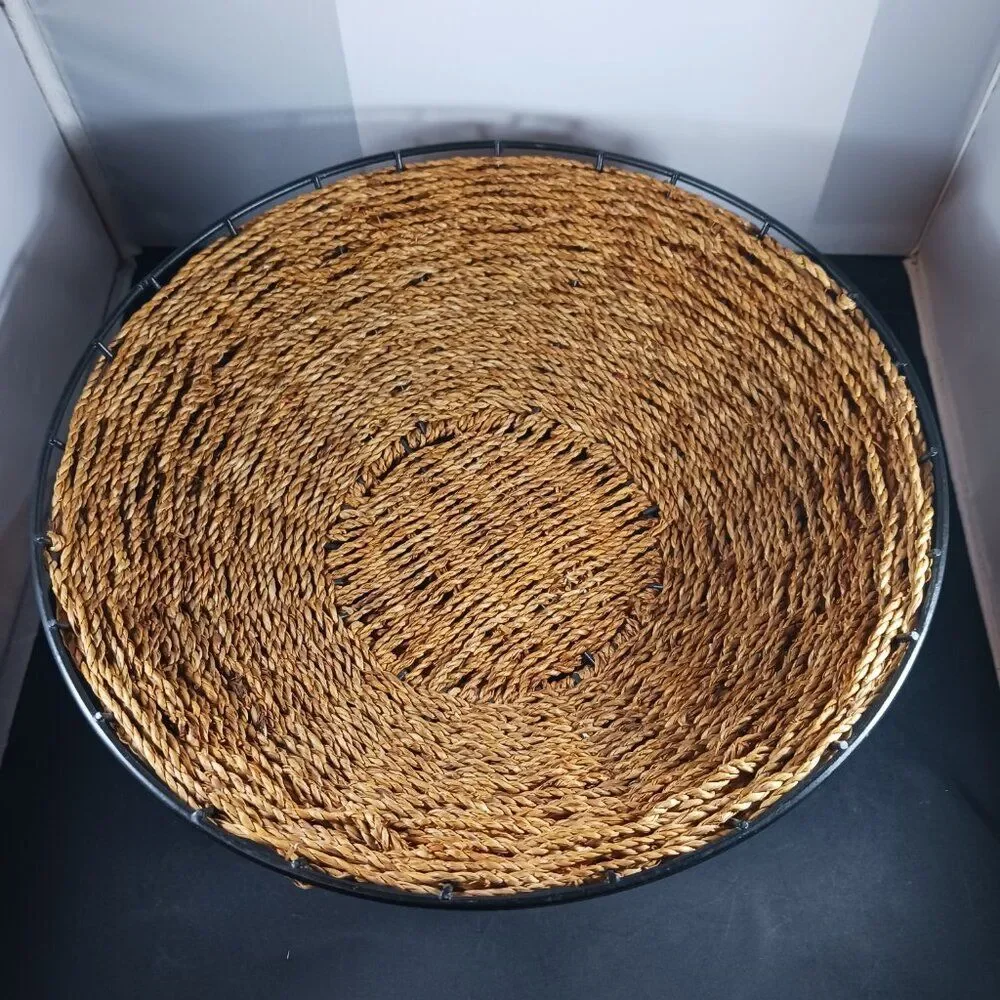 Hand Woven Metal Frame Pedestal Basket